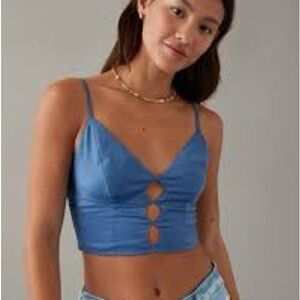 American Eagle Outfitters Blue Cutout Crop Top